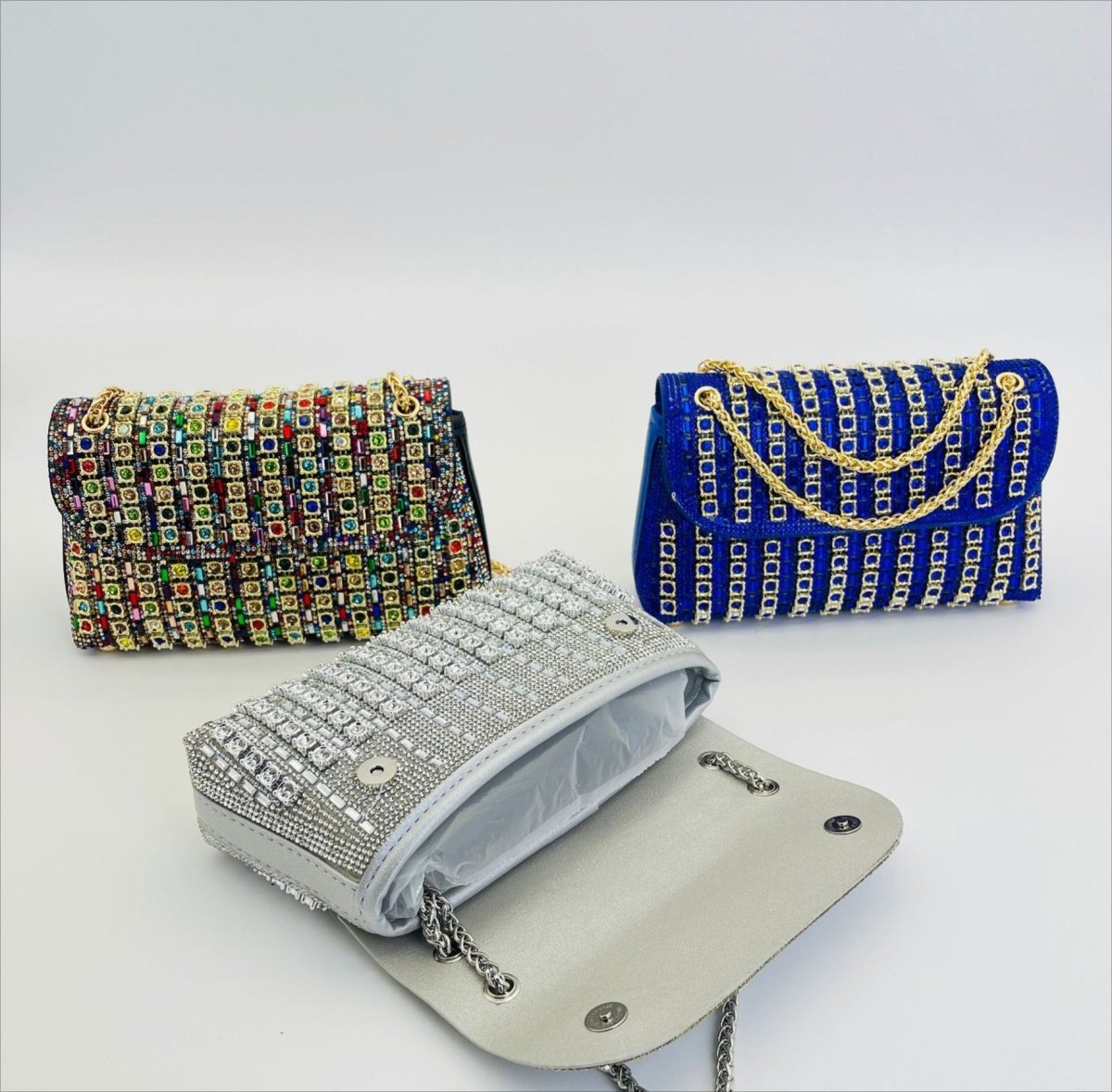 Sac pochette de soirée premium en strass cristal (MAC427)