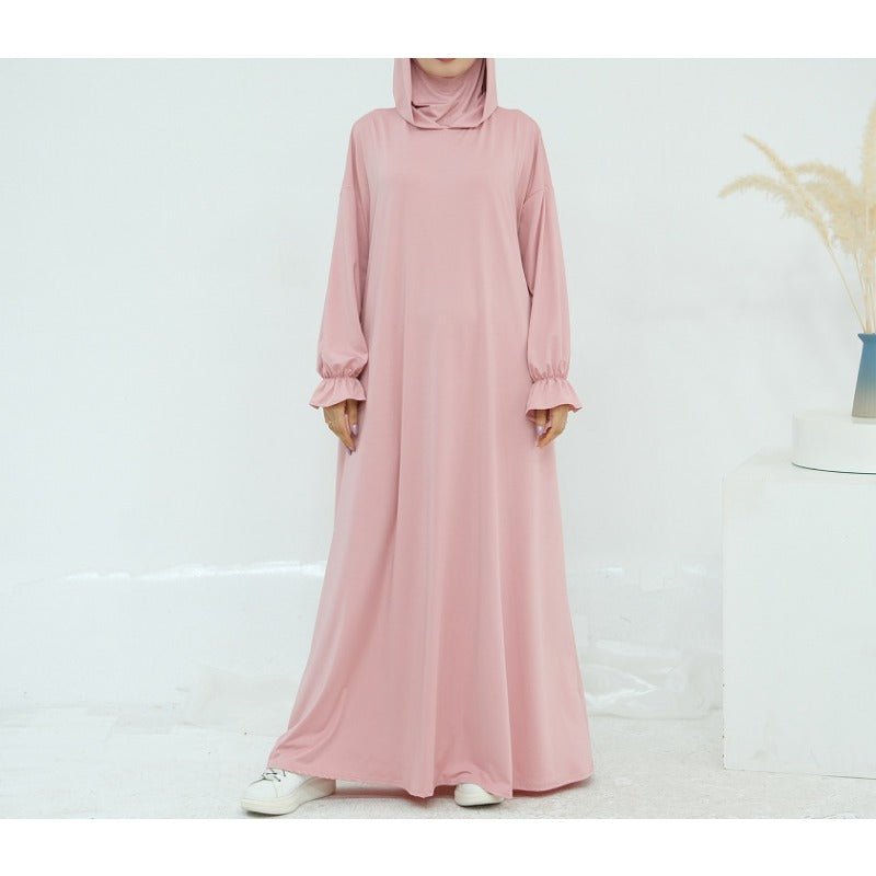 Robe Maxi à Capuche en Milk Silk Confortable avec Poches | Robe à Manches Longues et Poignets Élastiques (MA321)