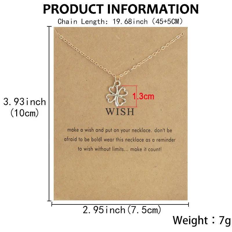 Collier pendentif Trèfle à Quatre Feuilles MAC041, plaqué platine