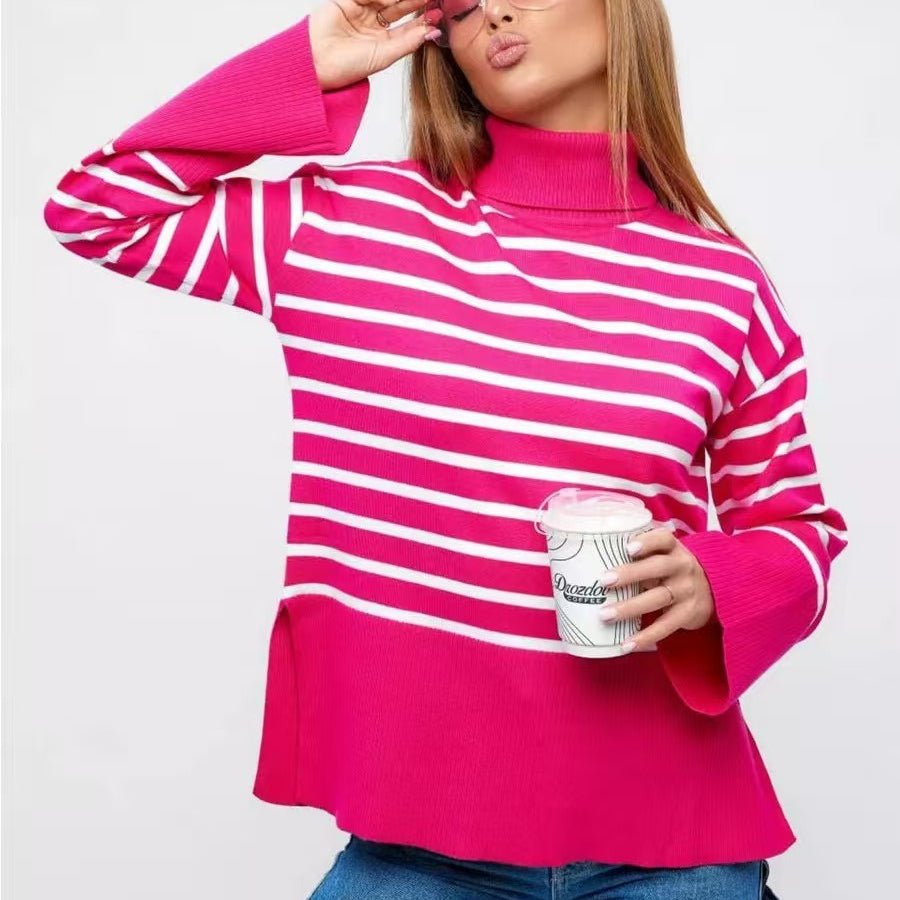Pull Col Roulé Rayé | Pull Oversize Colorblock (MS252)