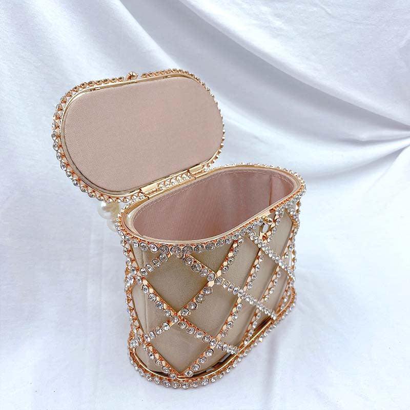 MAC022 Sac Panier Tendance à Perles en Bandoulière Diagonale
