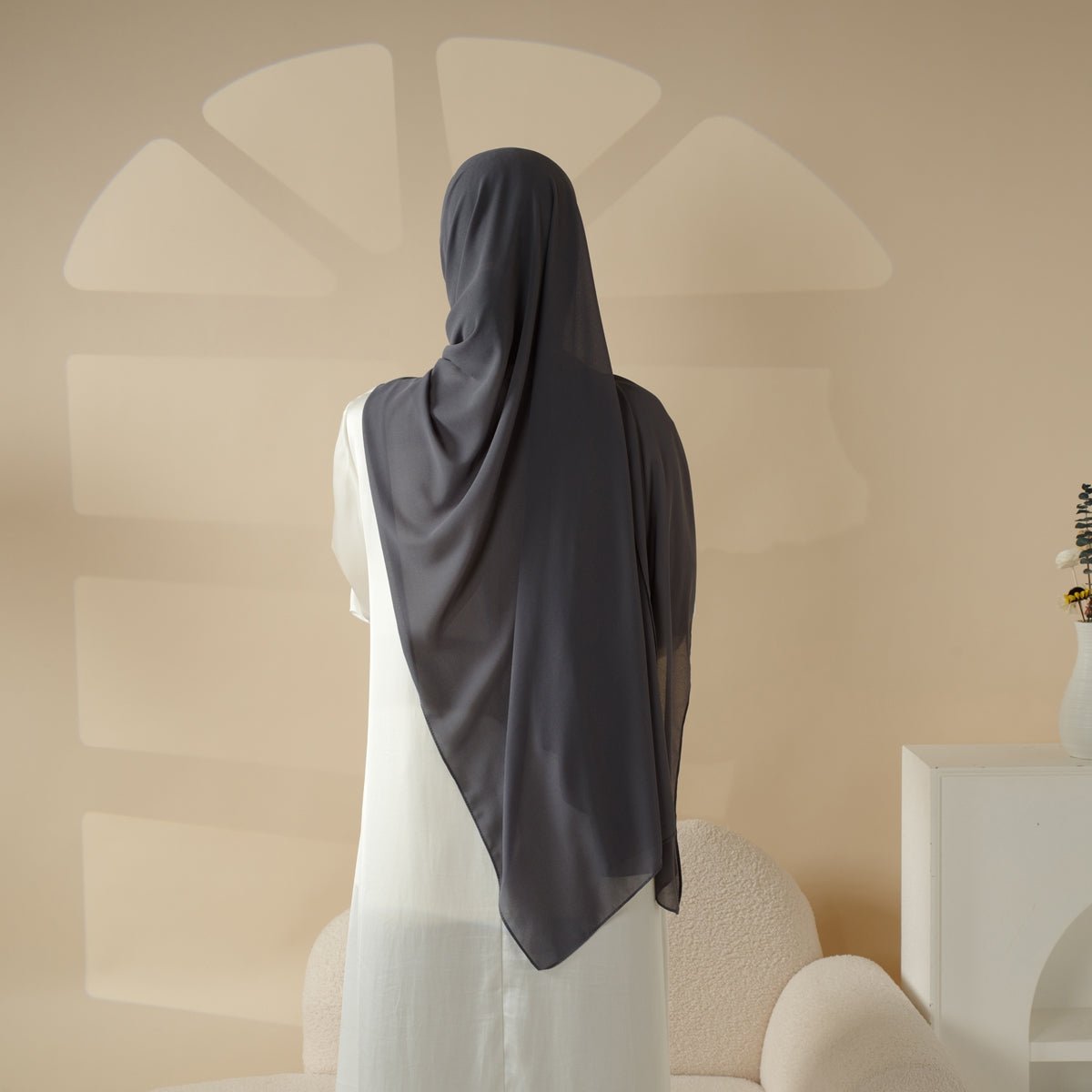 Châle en mousseline uni, Hijab en mousseline extra-fine (MH067)