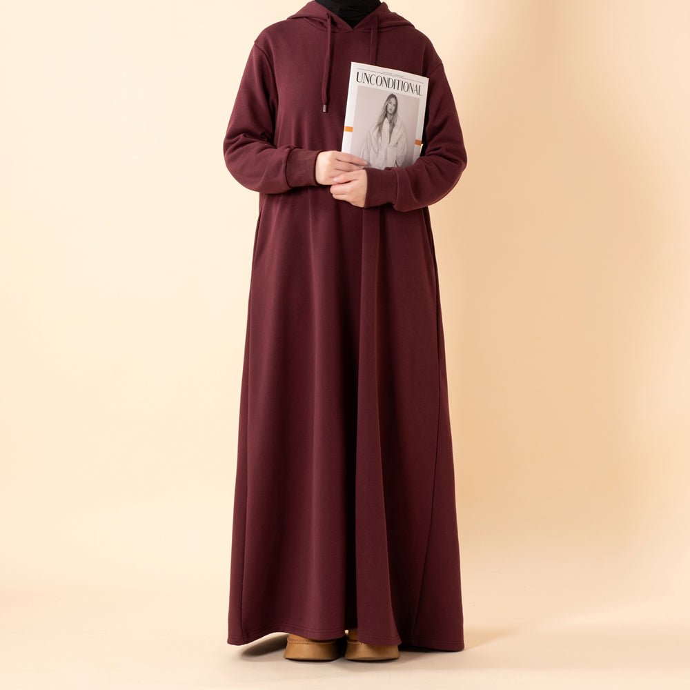 Abaya sweat à capuche en French Terry avec poches (MA340)