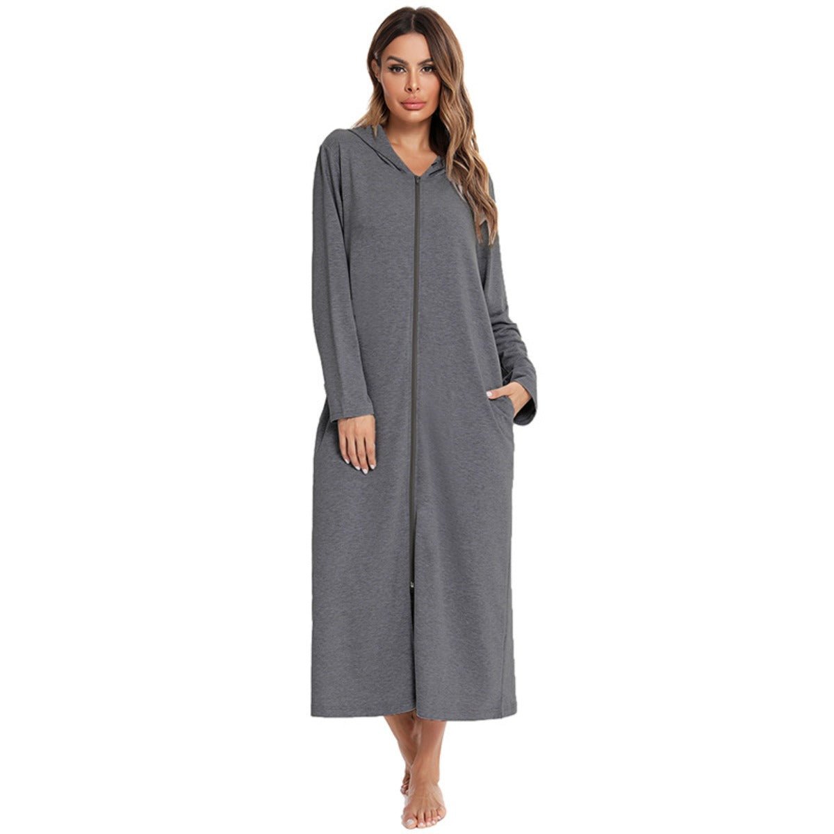 Cardigan long zippé et douillet avec poches | Confort Loungewear (MS110)