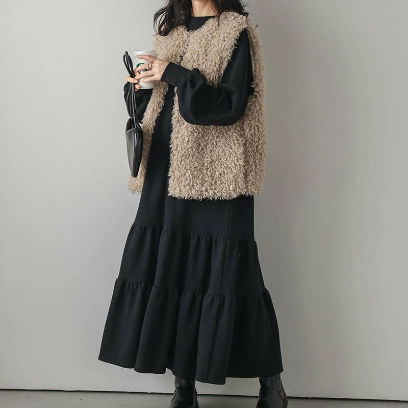 Robe Maxi Sweat à Volants Coupe Ample (MS151)