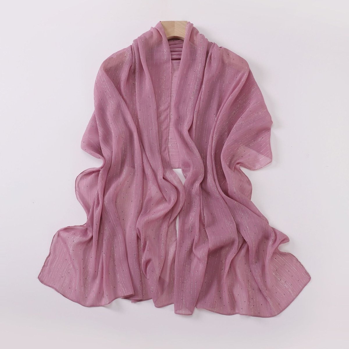 Hijab Drapé Crinkle Argenté "Modest Elegance" avec Strass (MH155)
