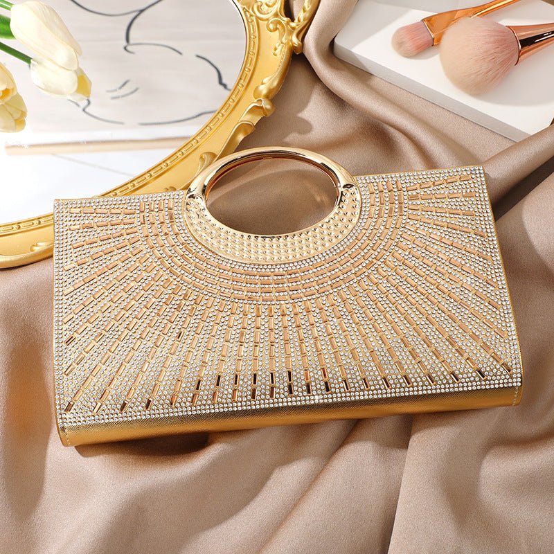 Sac Pochette Vintage à Grande Anse Circulaire Ornée de Strass Scintillants (MAC430)