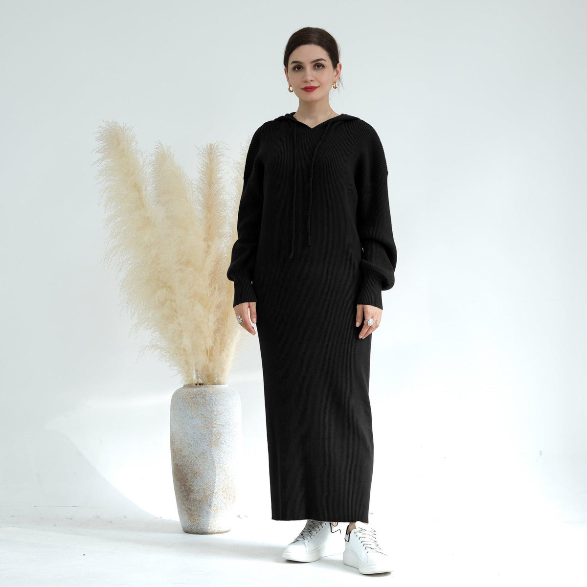 Robe pull en maille épaissie MS027, coupe ample pour l'hiver