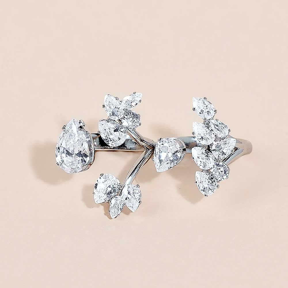 Bague empilable MAC157 fleur en zircon premium