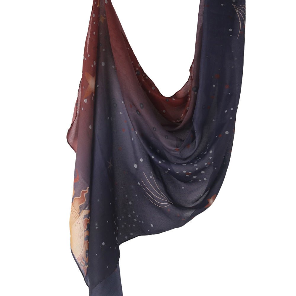 Foulard Hijab Ombré à Imprimé Soleil Céleste & Galaxie (MH242)
