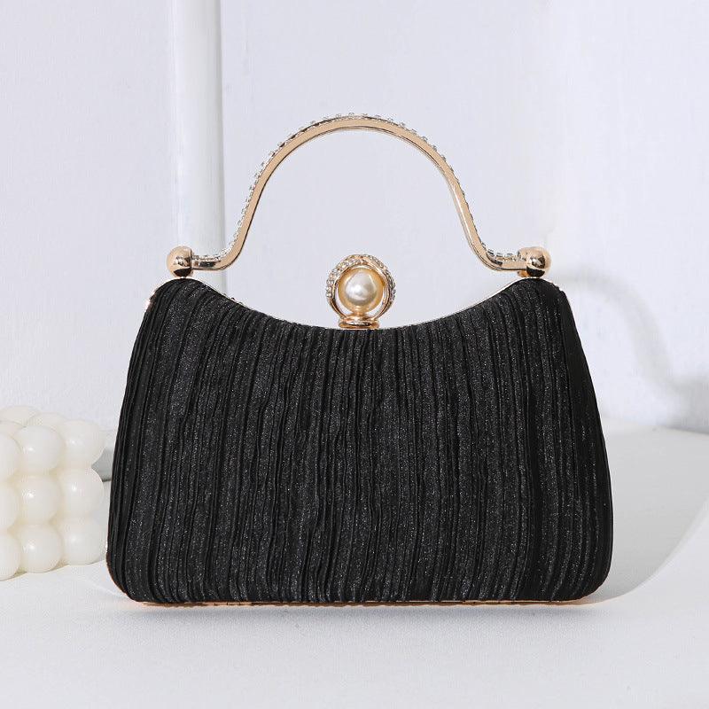 Sac perlé MAC071, sac de soirée plissé orné de strass