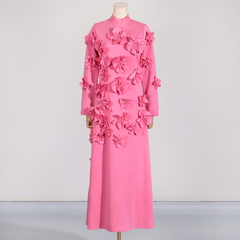 Robe Maxi à Appliqué Floral 3D (MS356)