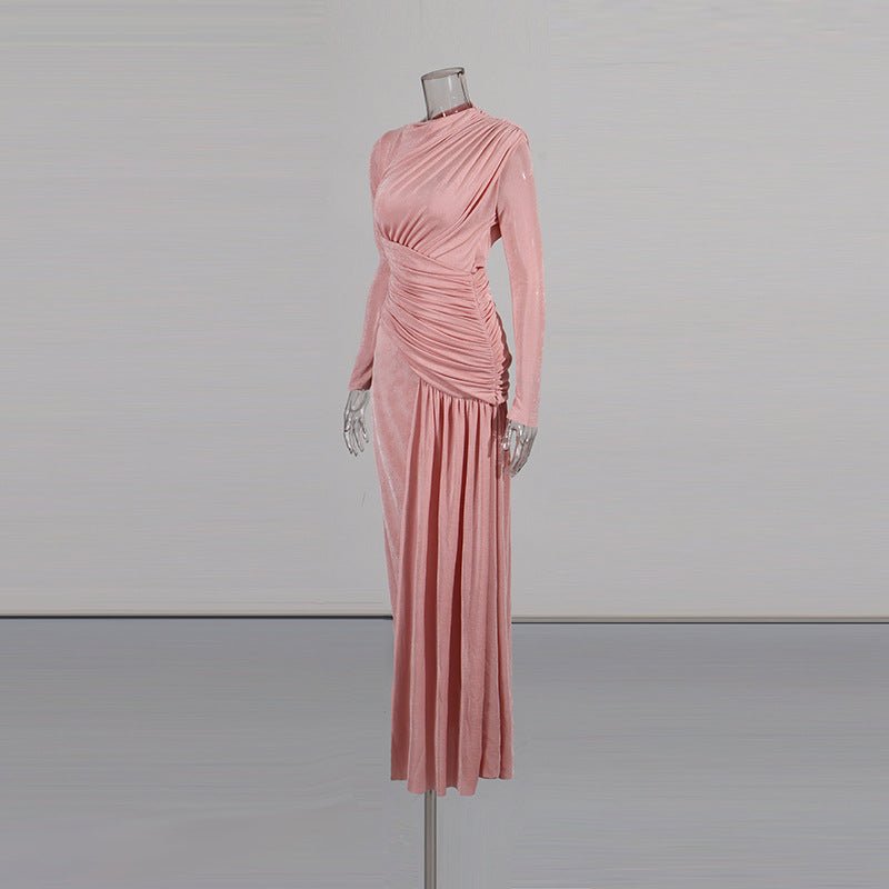 Robe Maxi Plissée en Diagonale (MS467)