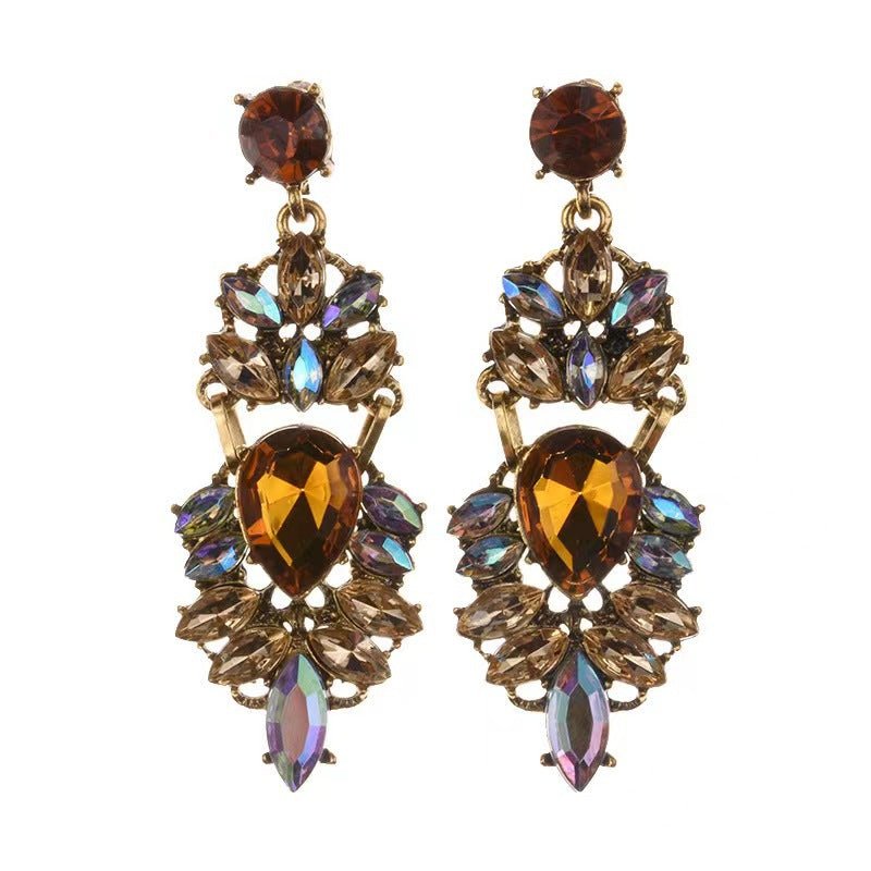 Boucles d'oreilles pendantes grand format à strass déclaration (MAC327)
