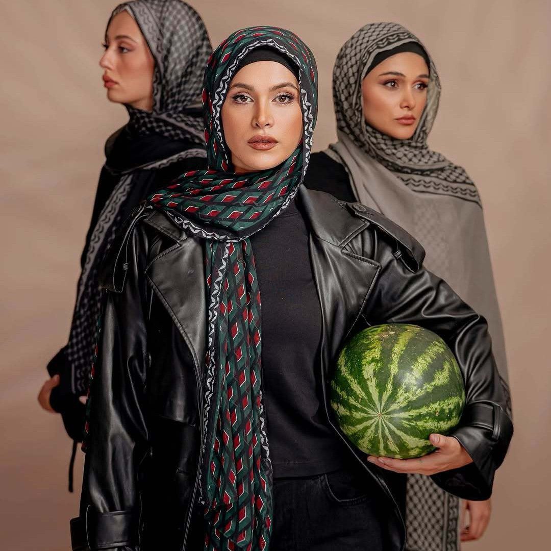 Hijab Imprimé Polyvalent Teint à la Main (MH169)