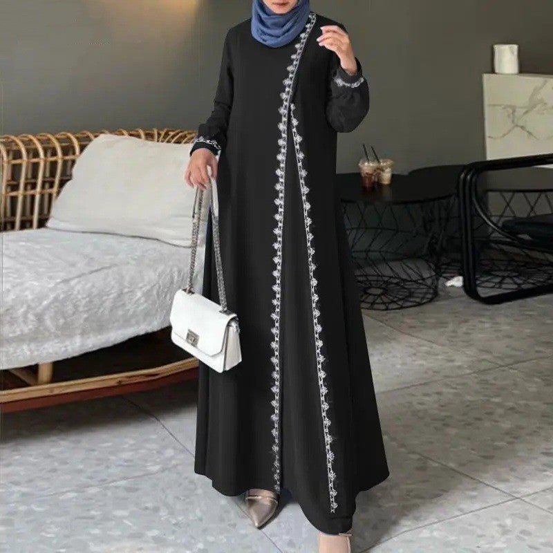 Abaya décontractée de créateur avec détails en dentelle (MA146)