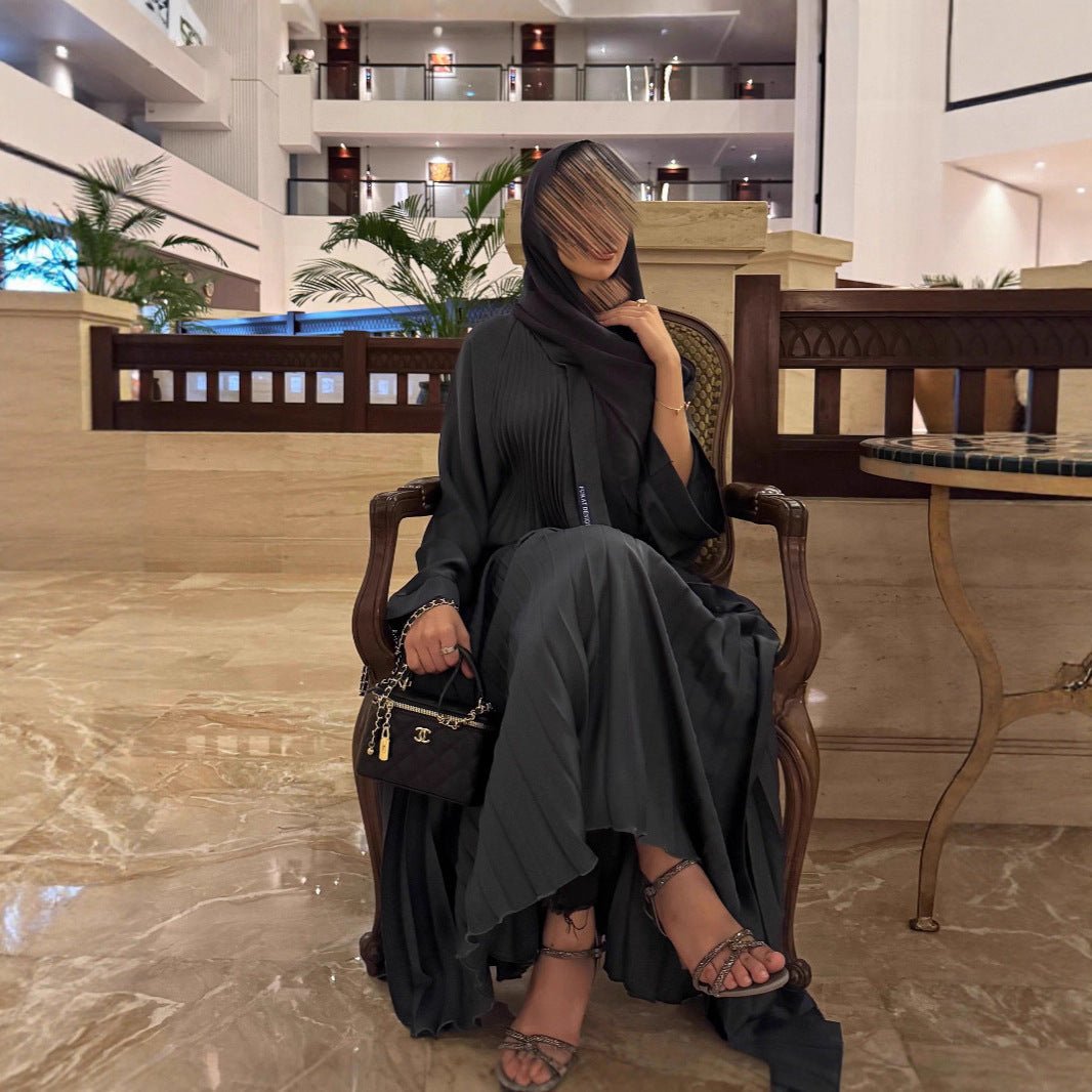 Collection d'Abayas Ouvertes Plissées de Luxe (MOA199)