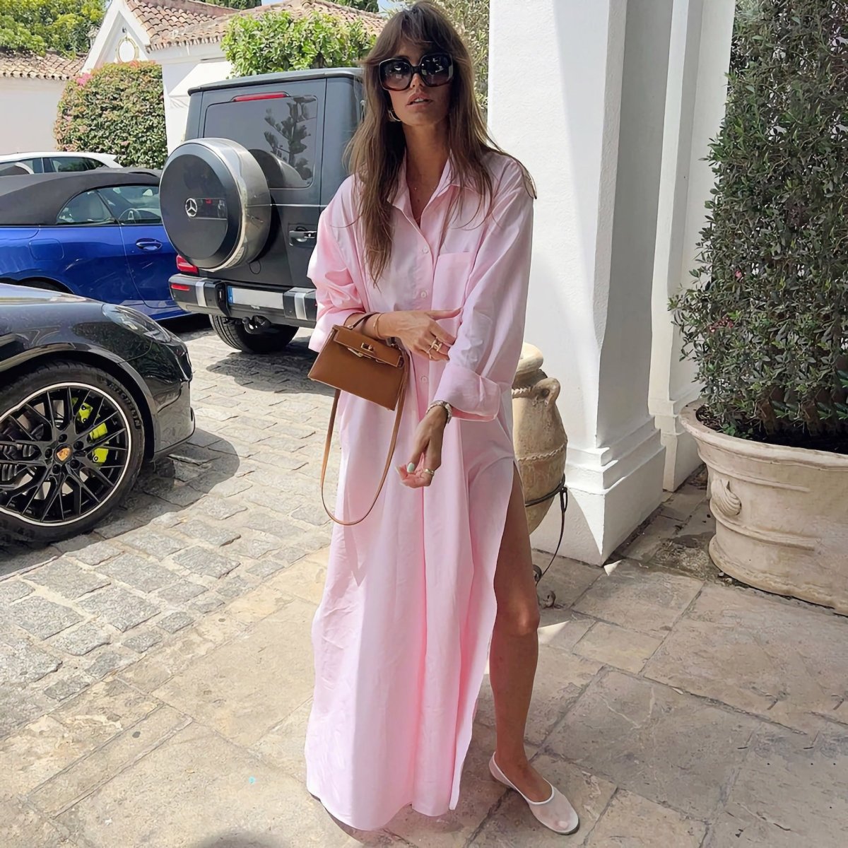 Robe-chemise oversize avec fentes latérales (MS332)