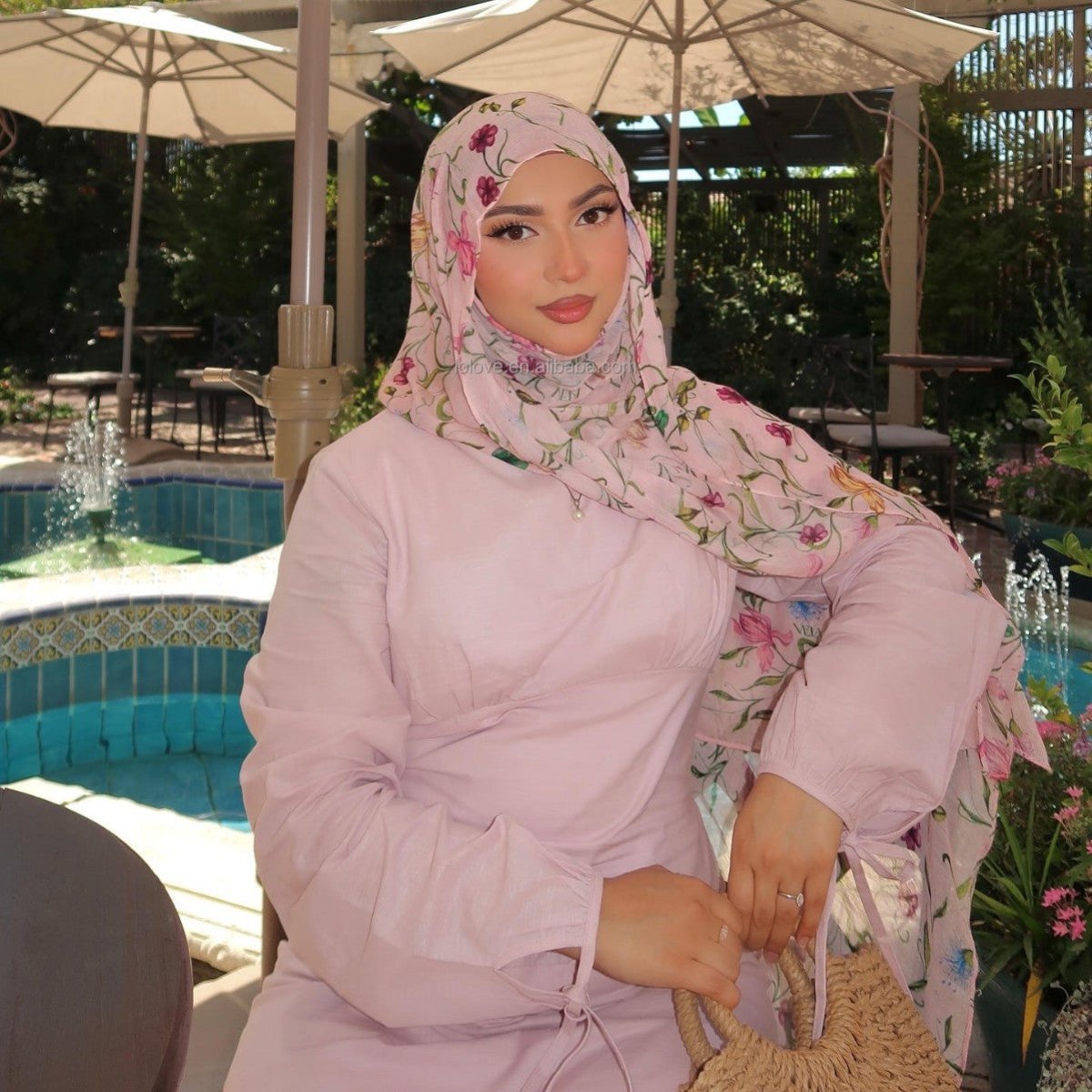 Foulard Hijab Imprimé Floral Poly-Coton (MH233)
