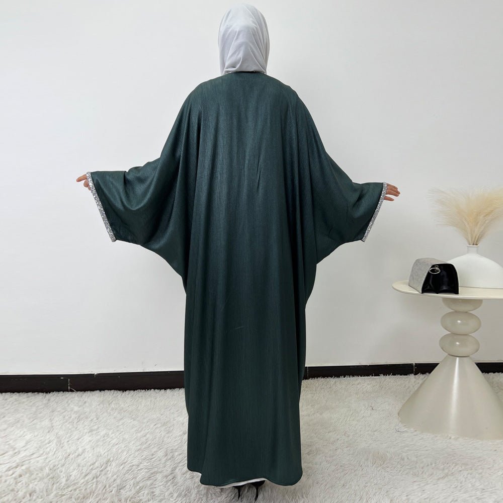 Abaya à manches papillon avec finition en cristaux | Robe de prière oversize (MA350)