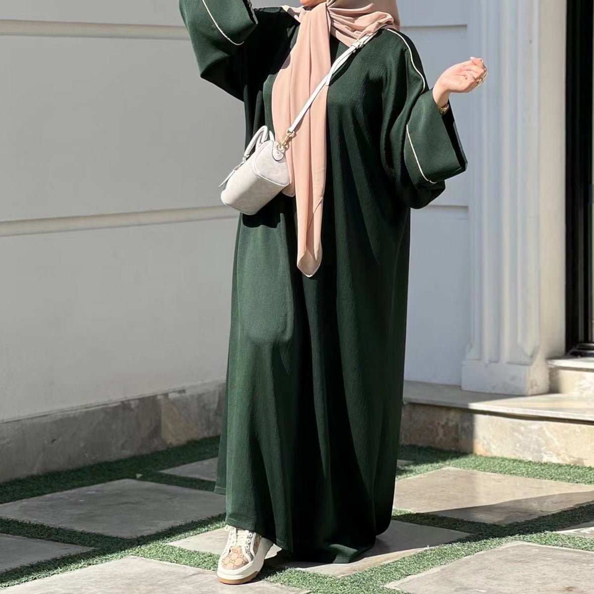 Robe Ample Décontractée à Manches Évasées avec Finitions Contrastantes (MA280)