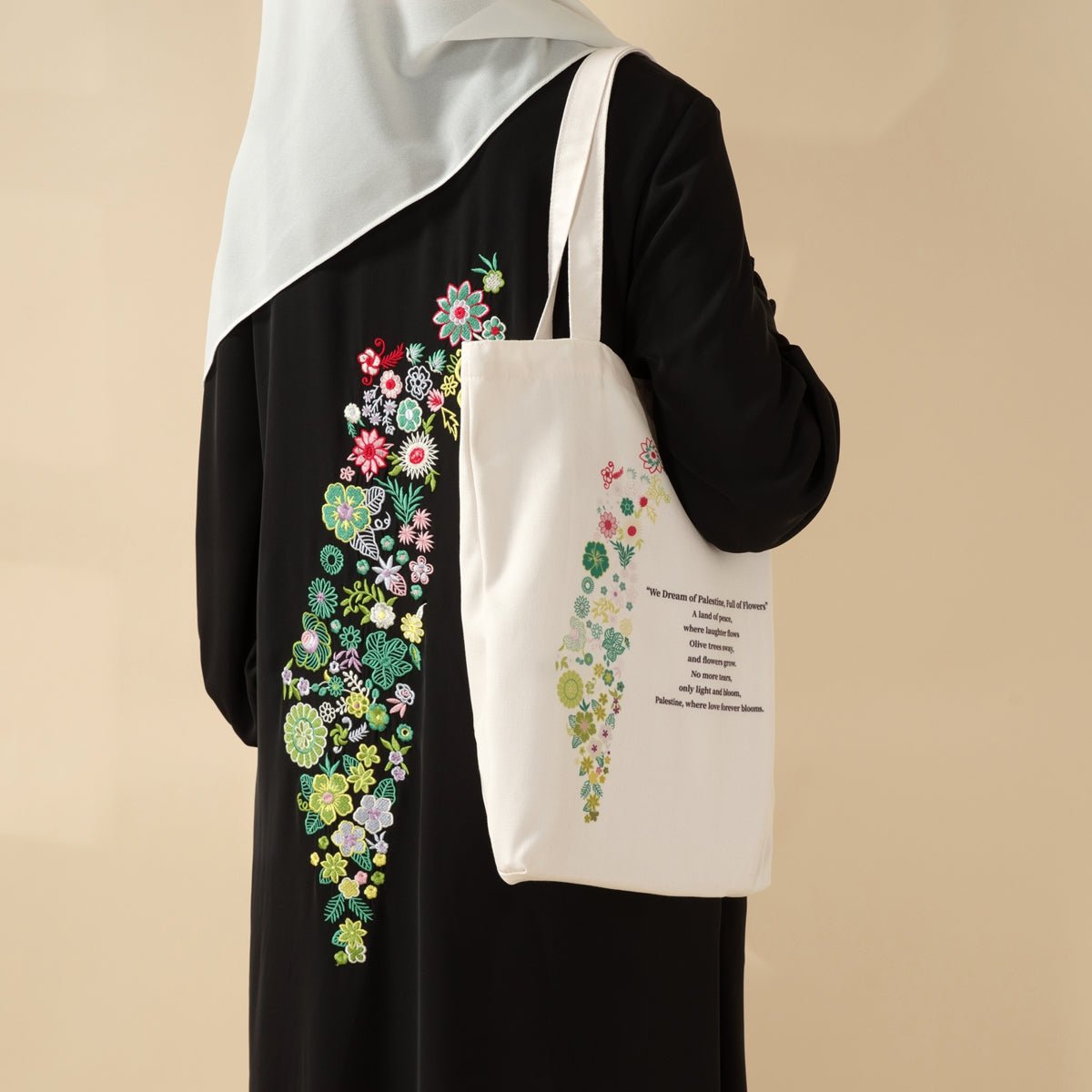 Sac Tote Floral Palestine – L'Amour Fleurit pour Toujours (MAC236)