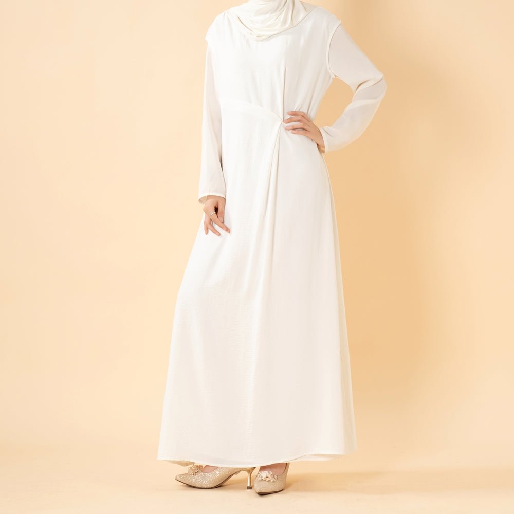 Robe Maxi sans Manches en Crêpe avec Plis à la Taille et Fermeture Éclair au Dos (MS436)