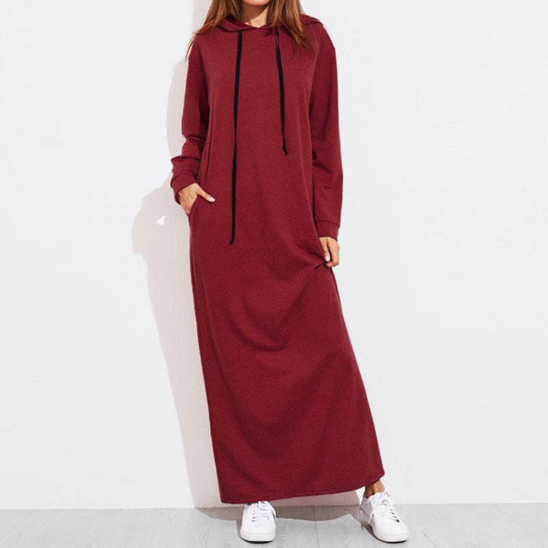Robe Maxi Confortable à Capuche avec Cordon de Serrage | Robe en Fibre d'Alcool Polyvinylique à Manches Longues avec Poches (MS119)