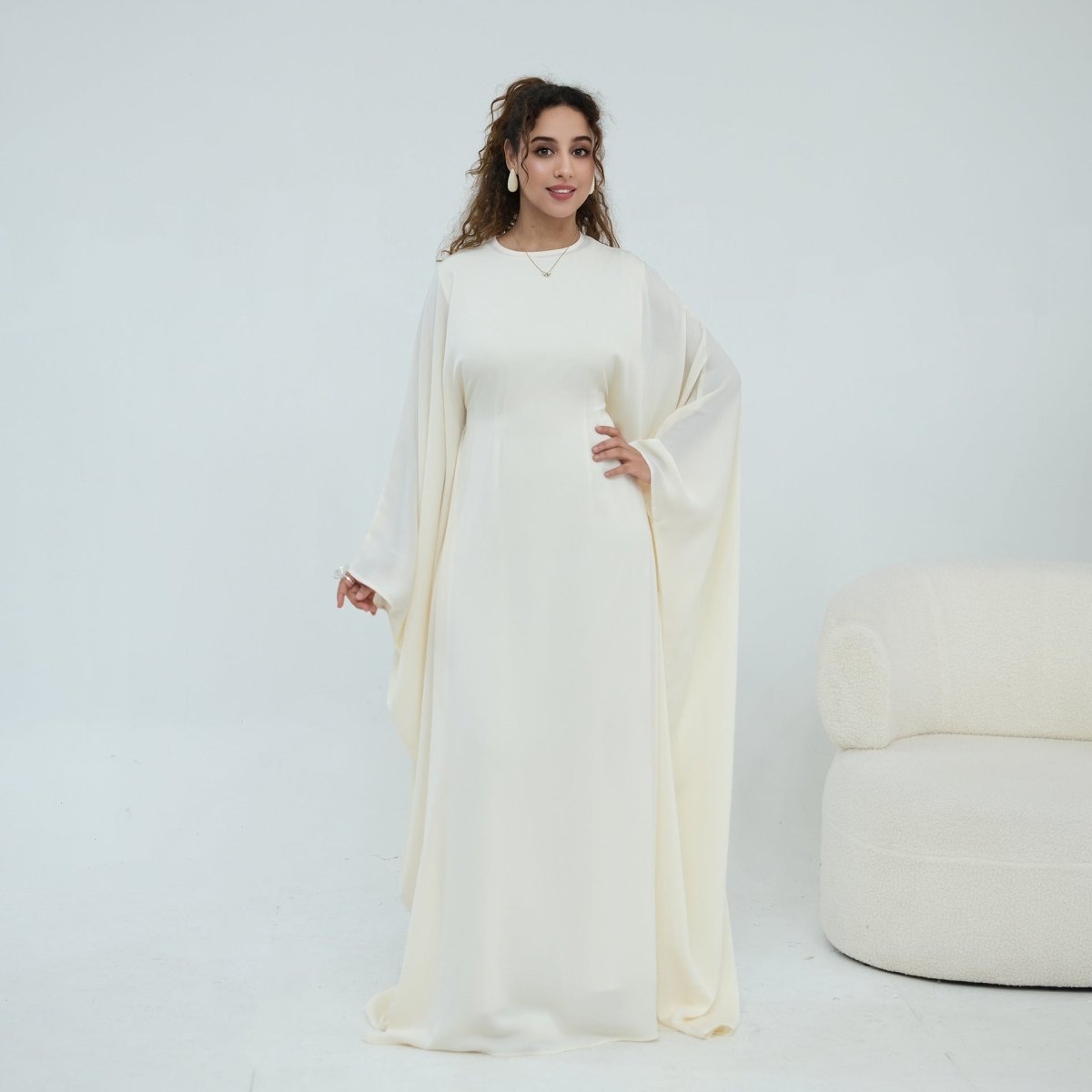Robe Maxi Nida Crinkle Batwing Sleeve(MA458)