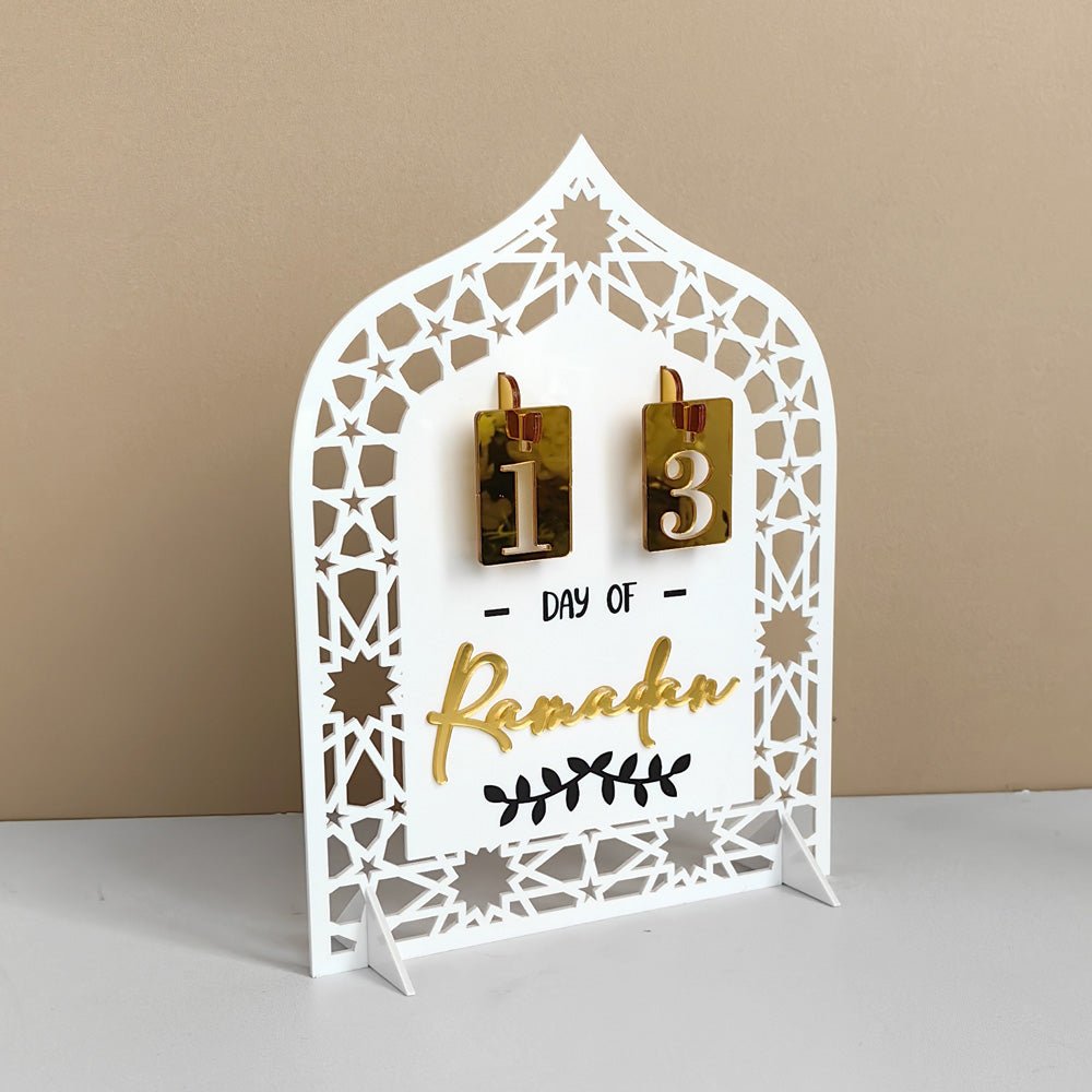 Décoration de Table Acrylique Compte à Rebours du Ramadan - Ornement Artisanal Festif pour la Maison (MAC403)