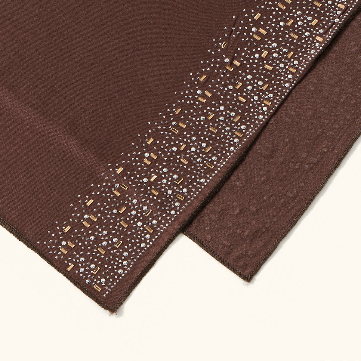 Foulard Hijab Orné de Strass Baguette Cristal et Or (MH254)