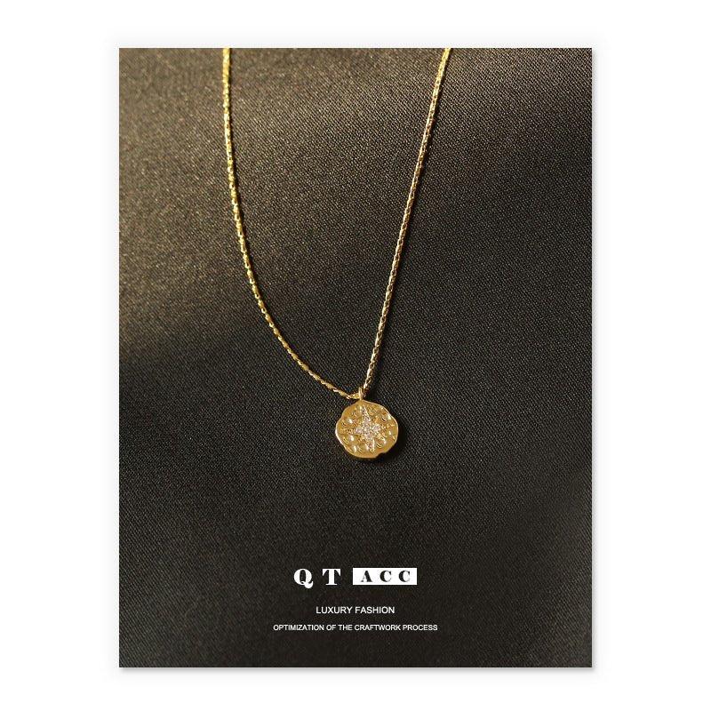 MAC084 Collier pendentif North Star à bouton médaille