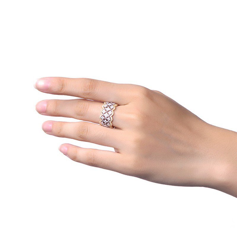 Bague Style Palace « Étoile Éblouissante » en Dentelle Nid d'Abeille (MAC194)