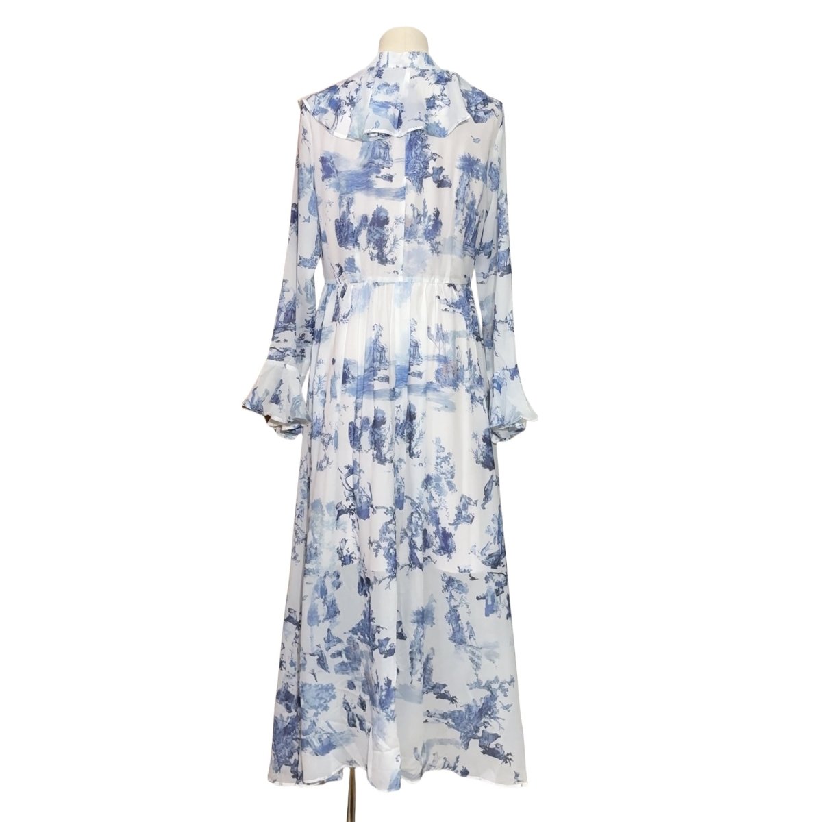 Robe Maxi à Volants Imprimé Toile de Jouy (MS422)