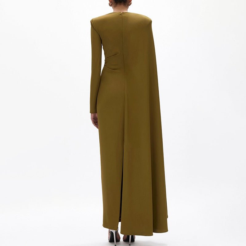 Robe Cape Asymétrique avec Fente Dos (MS216)