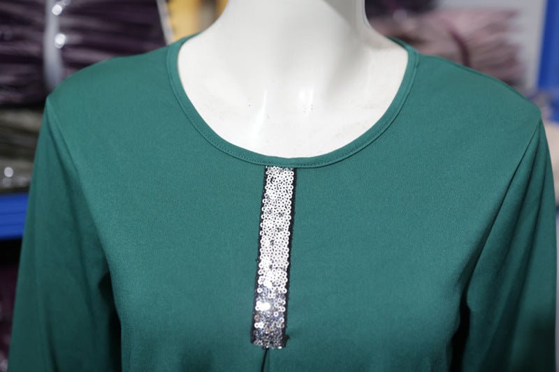 Abaya décontractée et polyvalente avec délicats détails en paillettes (MA150)