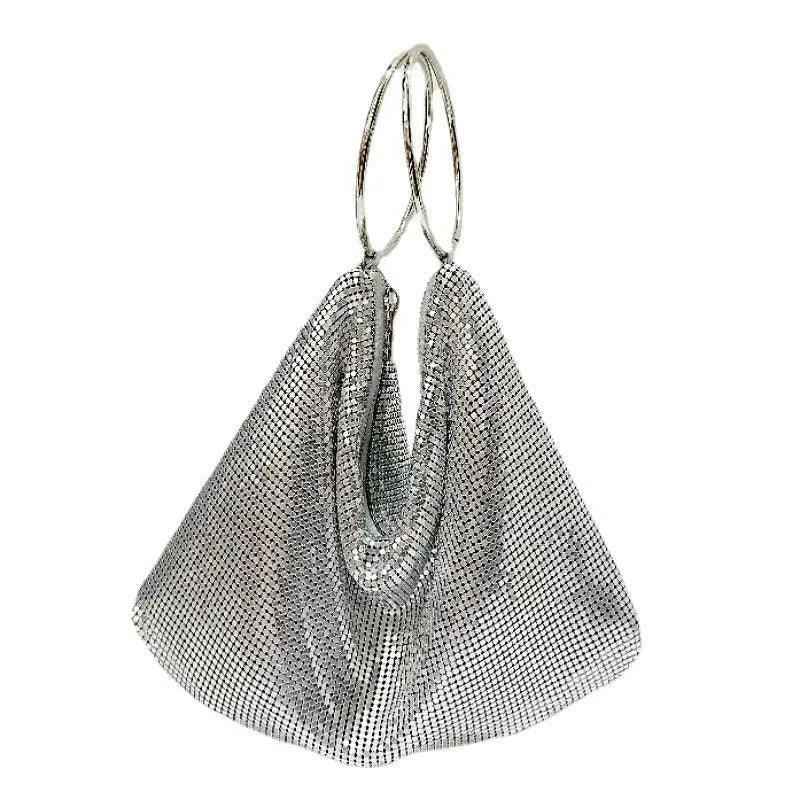 MAC025 Pochette de soirée pour femme en paillettes aluminium