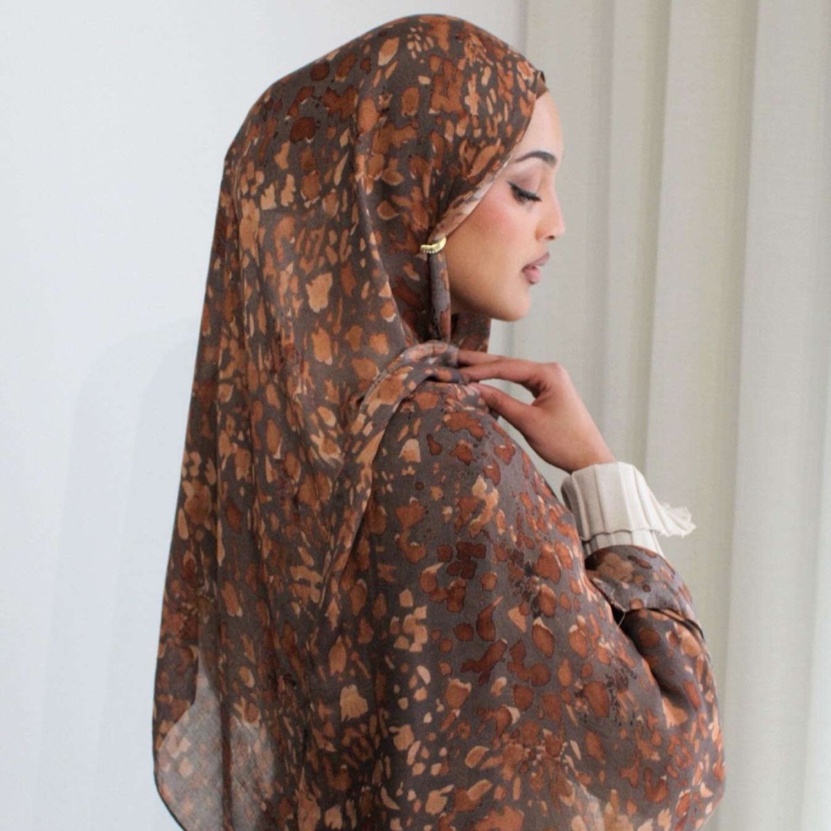 Foulard Hijab Imprimé Floral Respirant et Polyvalent (MH177)