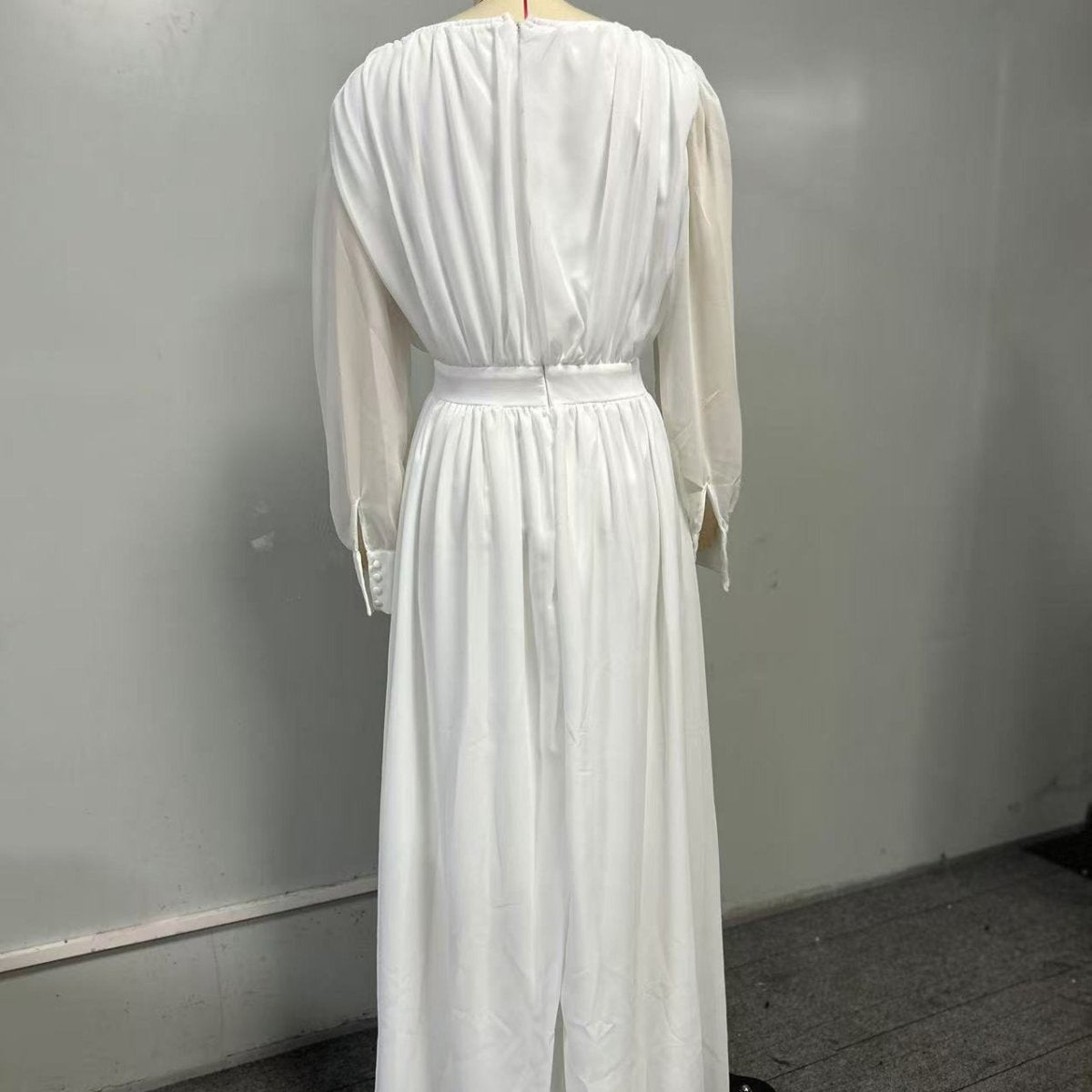 Abaya Robe Princesse en Mousseline Blanche à Manches Lanternes | Élégante Abaya Style Cour Française Fée du Printemps (MA180)