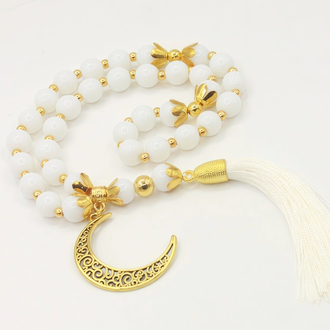 Bracelet Tasbih Croissant de Lune Perles de Prière Islamique (MR089)