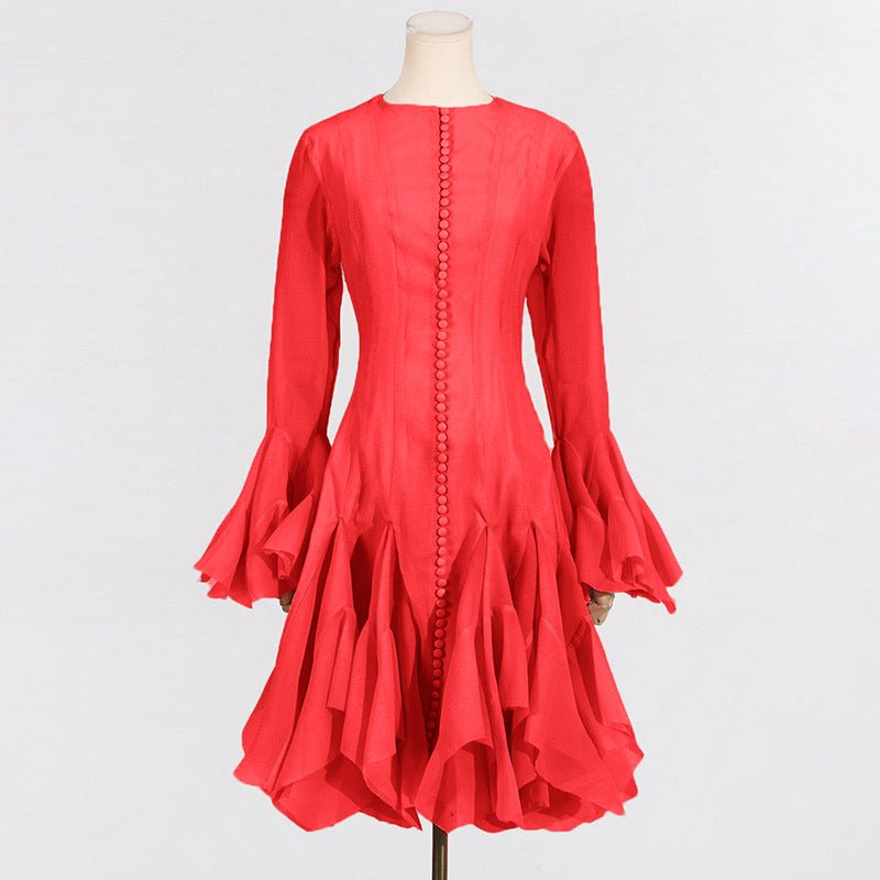 Robe à ourlet volanté avec manches transparentes (MS304)