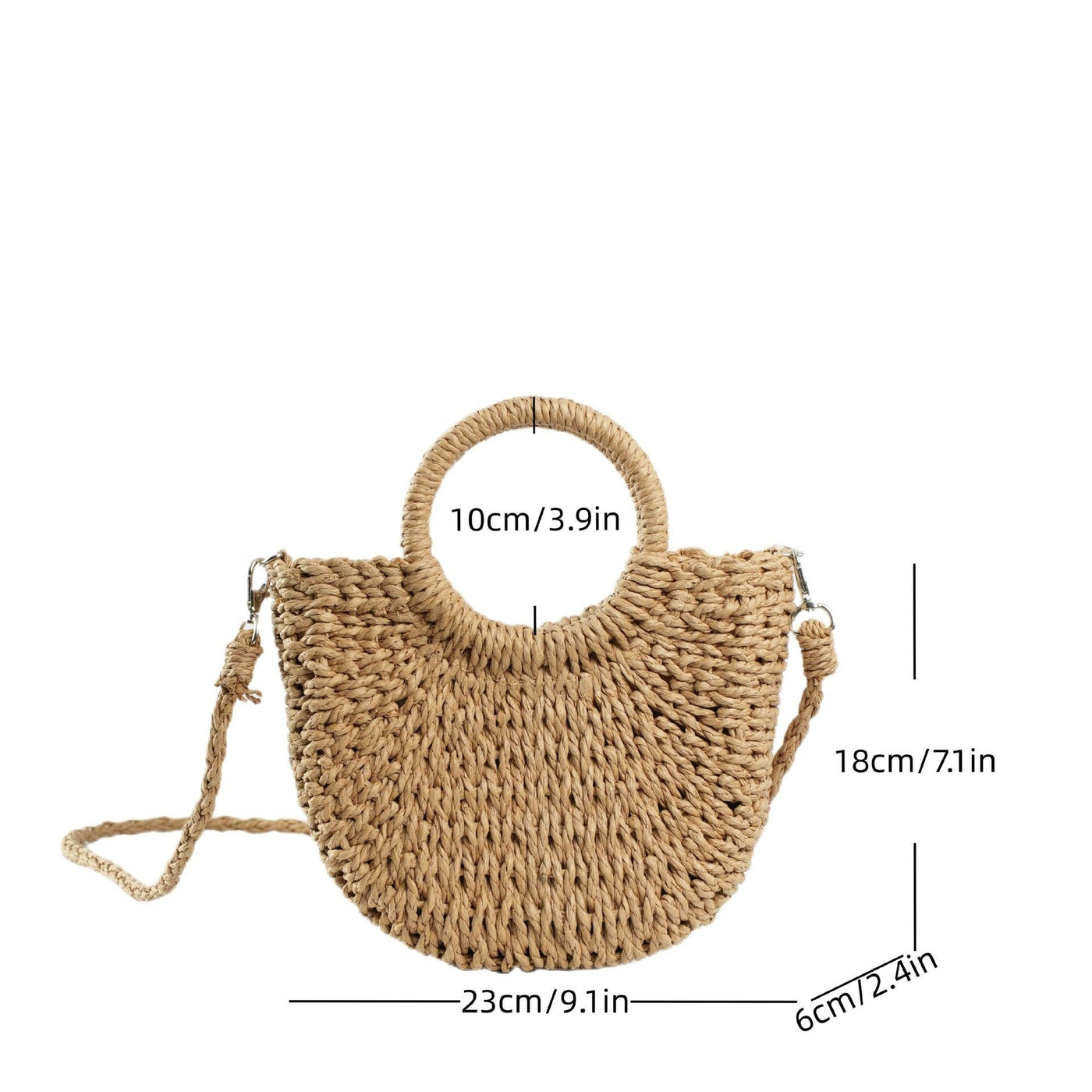 Sac bandoulière double anneau en paille MAC129