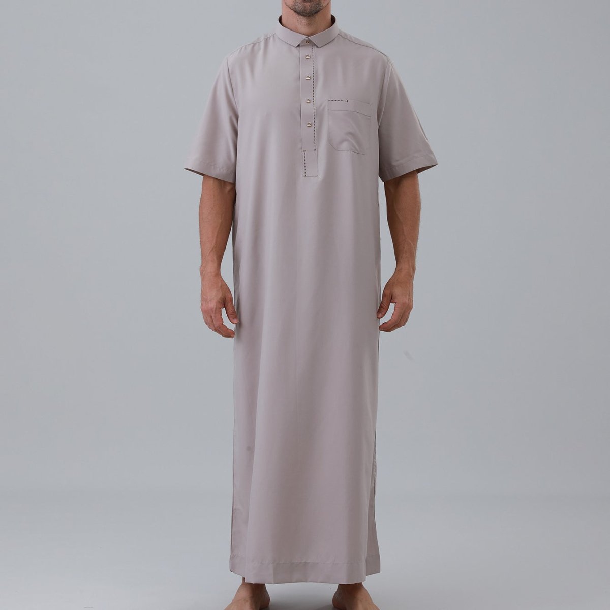 Thobe uni pour homme avec patte de boutonnage (MT038)