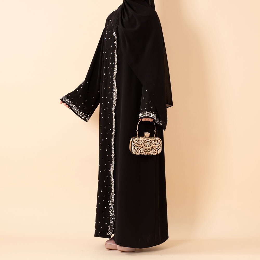 Abaya Noire de Luxe Diamant Étoilé (MOA240)