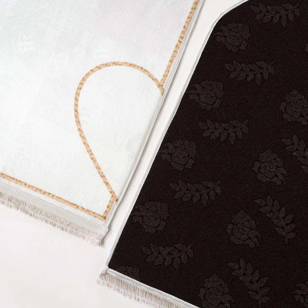 Tapis de prière MR055 en flanelle gaufrée antidérapante avec motif interactif cœur