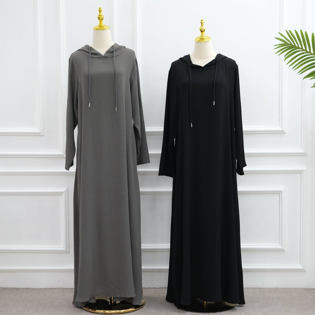 Robe à capuche froissée en soie glacée avec poches (MA393)