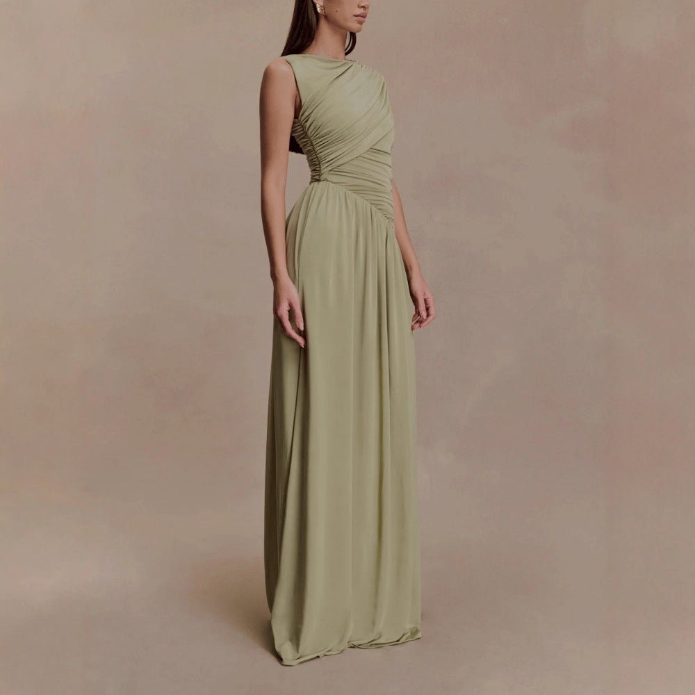 Robe Maxi Asymétrique Drapée (MS352)