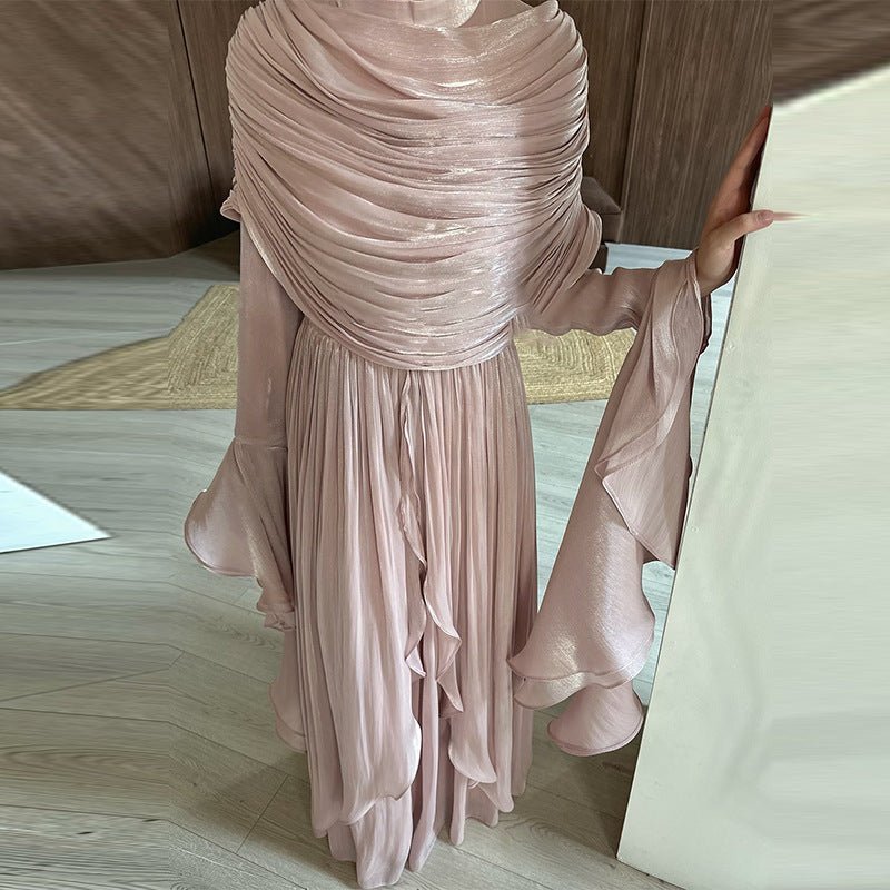 Robe Maxi Plissée Élégante avec Fente (MS263)