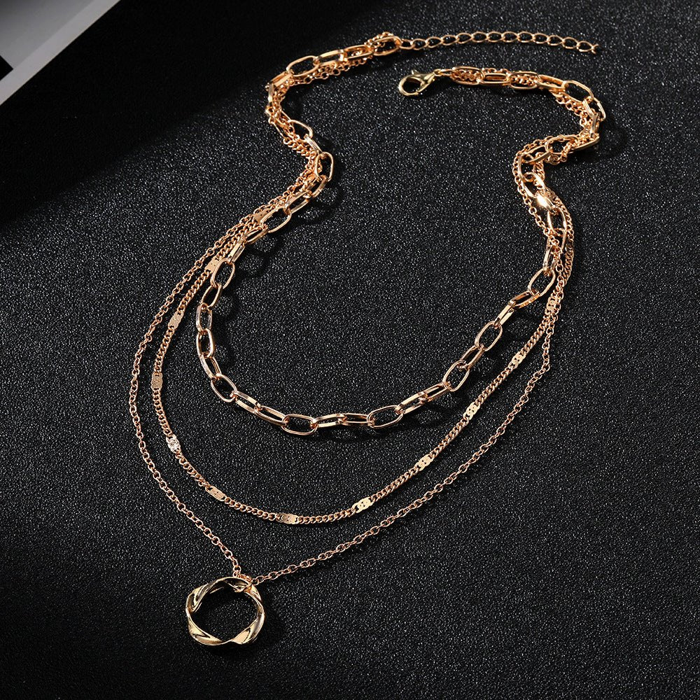 Collier à pendentif rond et chaîne épaisse (MAC207)
