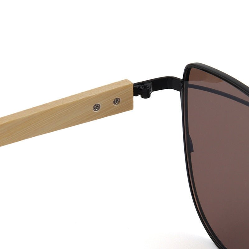 Lunettes de soleil MAC169 tendance à monture métallique œil-de-chat et branches BamboTemple
